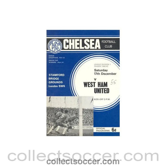1966 - Chelsea v West Ham United official programme 17/12/1966 Football League token missing and hence half price