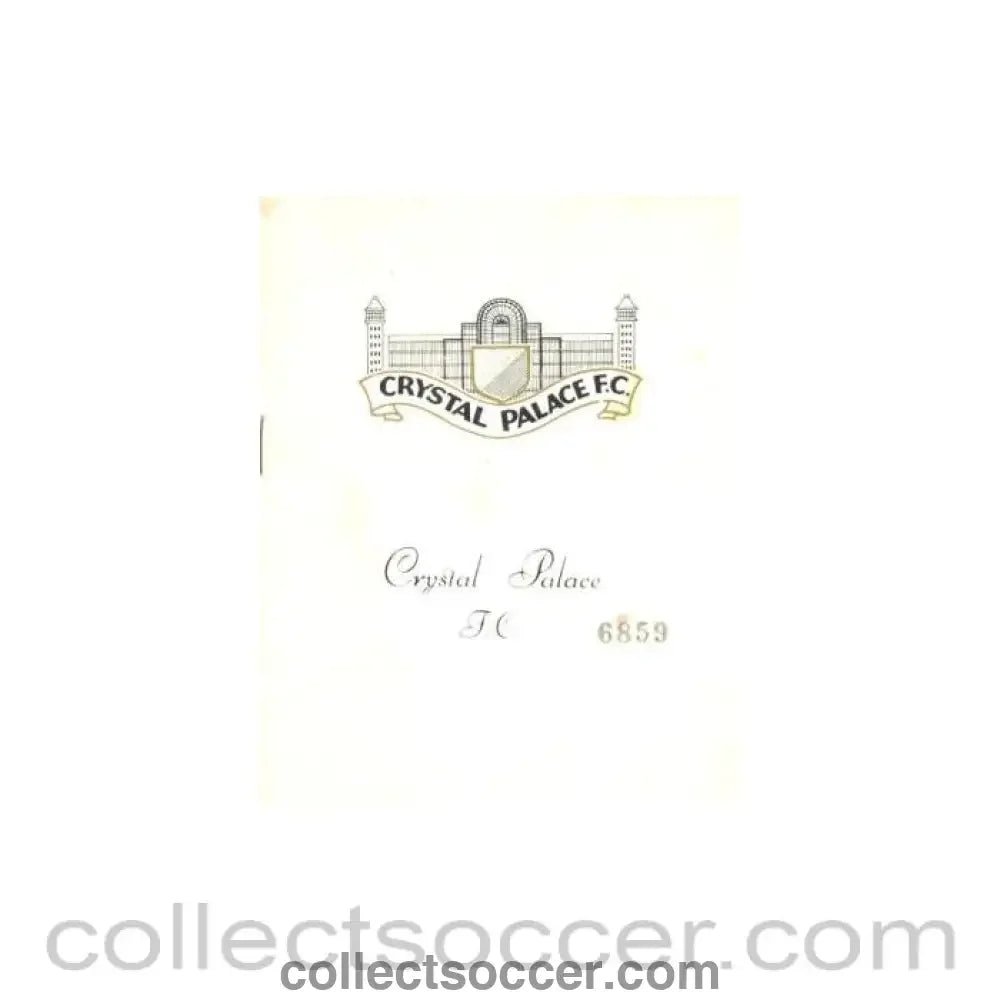 1966 - Crystal Palace v Bolton Wanderers 03/09/1966 - Collect Soccer