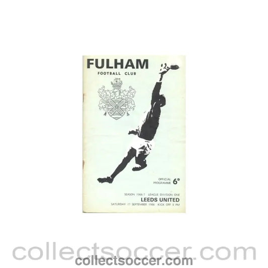1966 - Fulham v Leeds United official programme 17/09/1966 - Collect Soccer