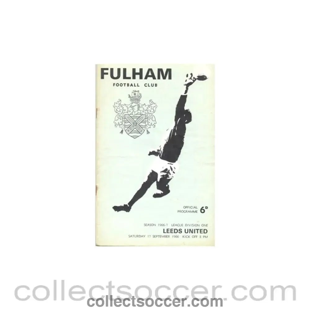 1966 - Fulham v Leeds United official programme 17/09/1966 - Collect Soccer
