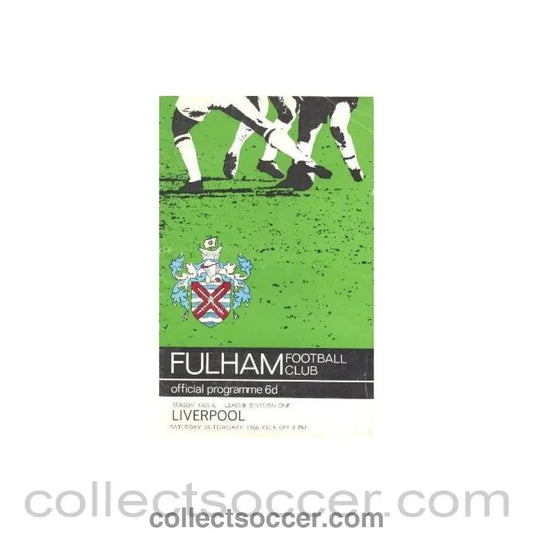 1966 - Fulham v Liverpool official programme 26/02/1966 - Collect Soccer