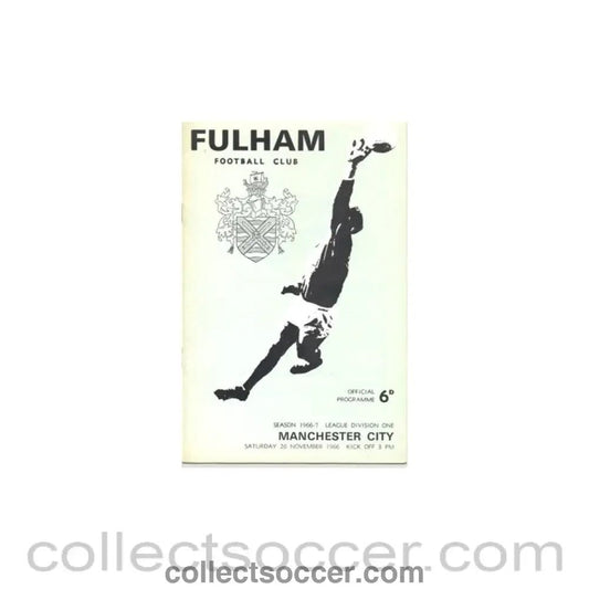 1966 - Fulham v Manchester City official programme 26/11/1966 - Collect Soccer