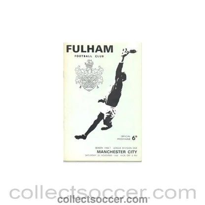 1966 - Fulham v Manchester City official programme 26/11/1966 - Collect Soccer