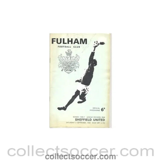 1966 - Fulham v Sheffield United official programme 03/09/1966 - Collect Soccer