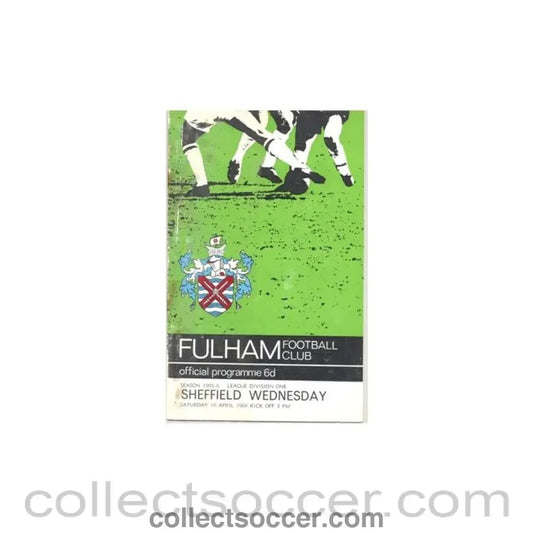 1966 - Fulham v Sheffield Wednesday official programme 16/04/1966 some stains of water - Collect Soccer