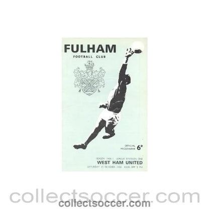 1966 - Fulham v West Ham United official programme 15/10/1966 - Collect Soccer