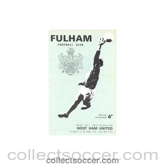 1966 - Fulham v West Ham United official programme 15/10/1966 - Collect Soccer