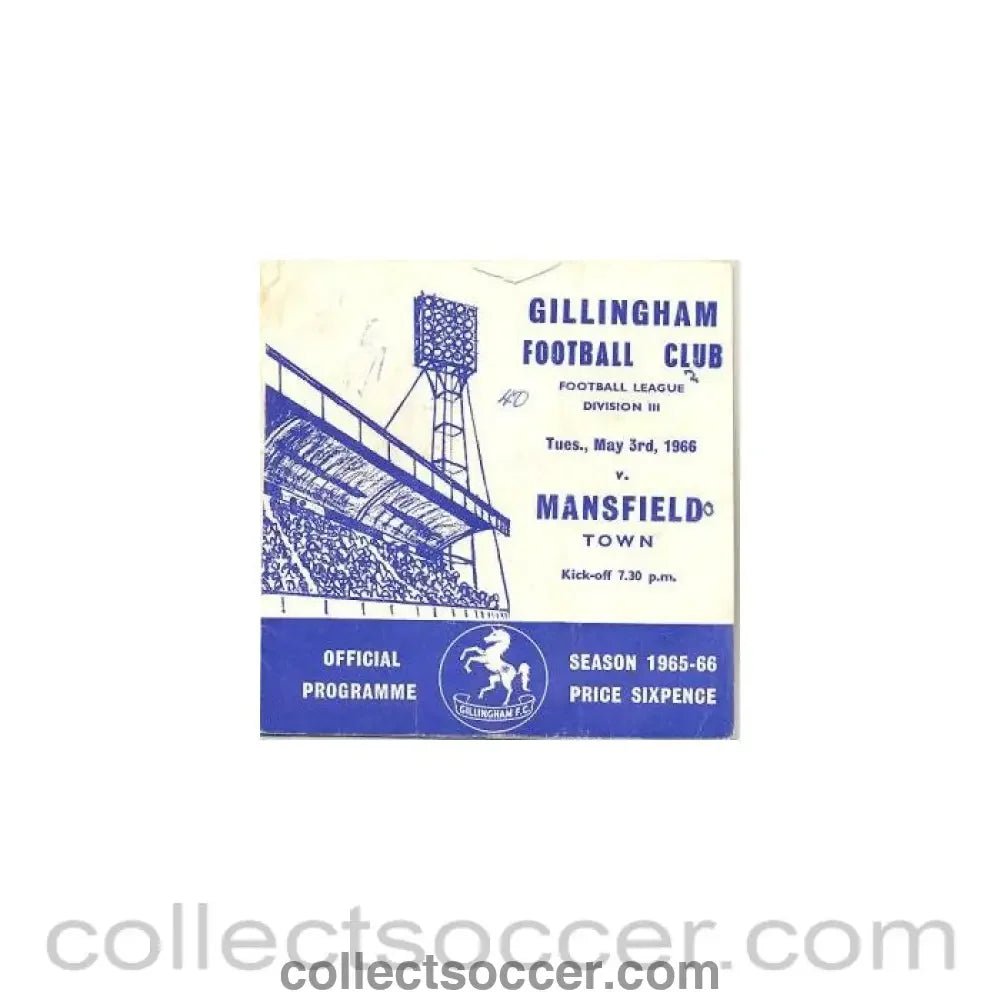 1966 - Gillingham v Mansfield official programme 03/05/1966 - Collect Soccer