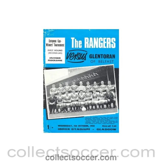 1966 - Glasgow Rangers v Glentoran official programme 05/10/1966 - Collect Soccer