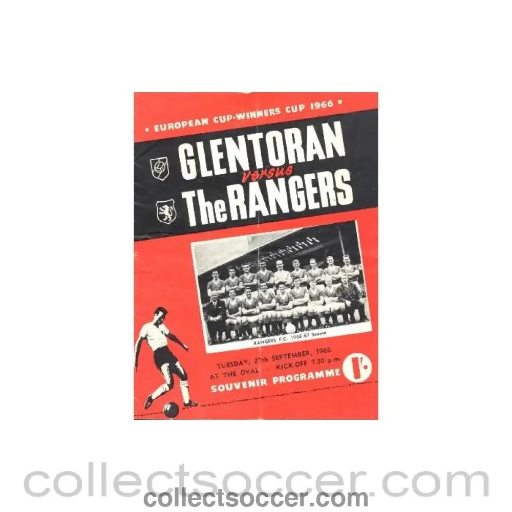 1966 - Glentoran v Glasgow Rangers official programme 27/09/1966 - Collect Soccer