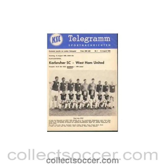 1966 Karlsruher SC V West Ham United programme - Collect Soccer