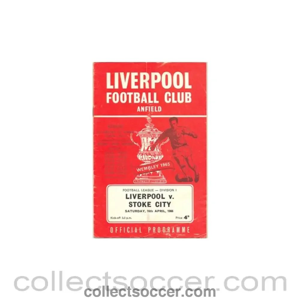 1966 - Liverpool v Stoke City official programme 16/04/1966 - Collect Soccer