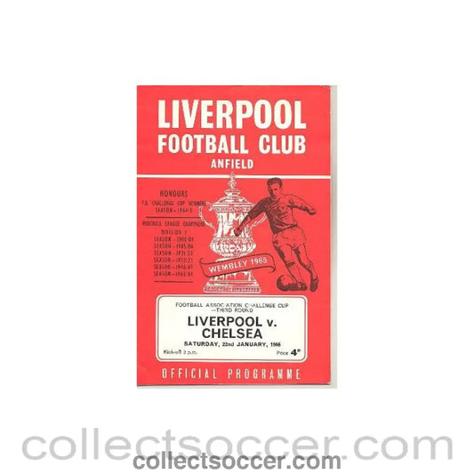 1966 - Liverpool vChelsea official programme 22/01/1966