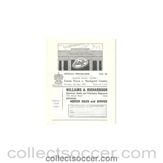 1966 - Luton Town v Stockport County official programme 07/05/1966 - Collect Soccer