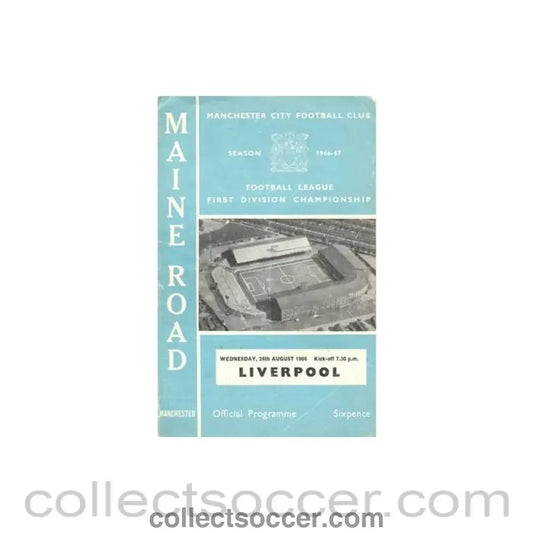 1966 - Manchester City v Liverpool official programme 24/08/1966 Football League - Collect Soccer