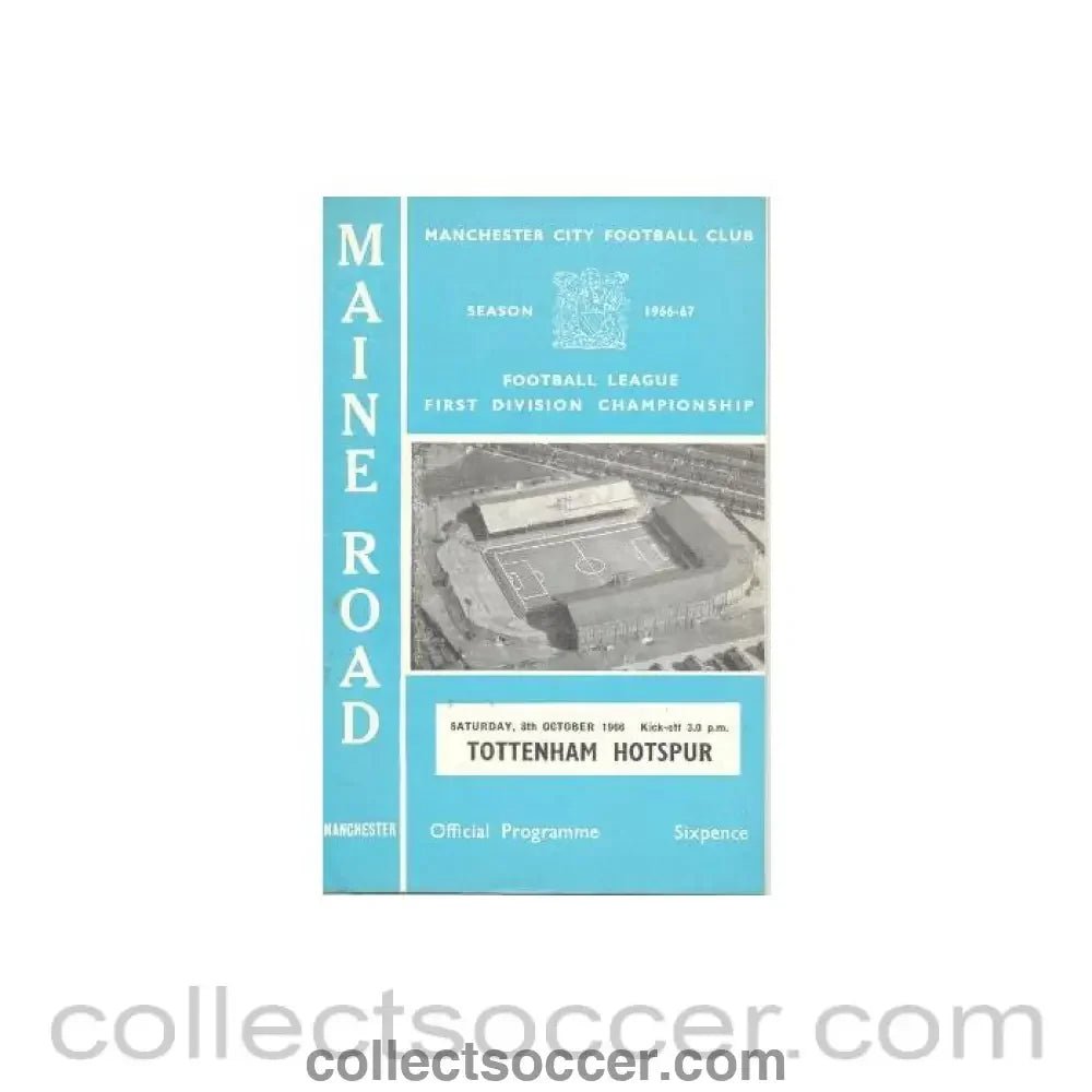 1966 - Manchester City v Tottenham Hotspur official programme 08/10/1966 Football League - Collect Soccer