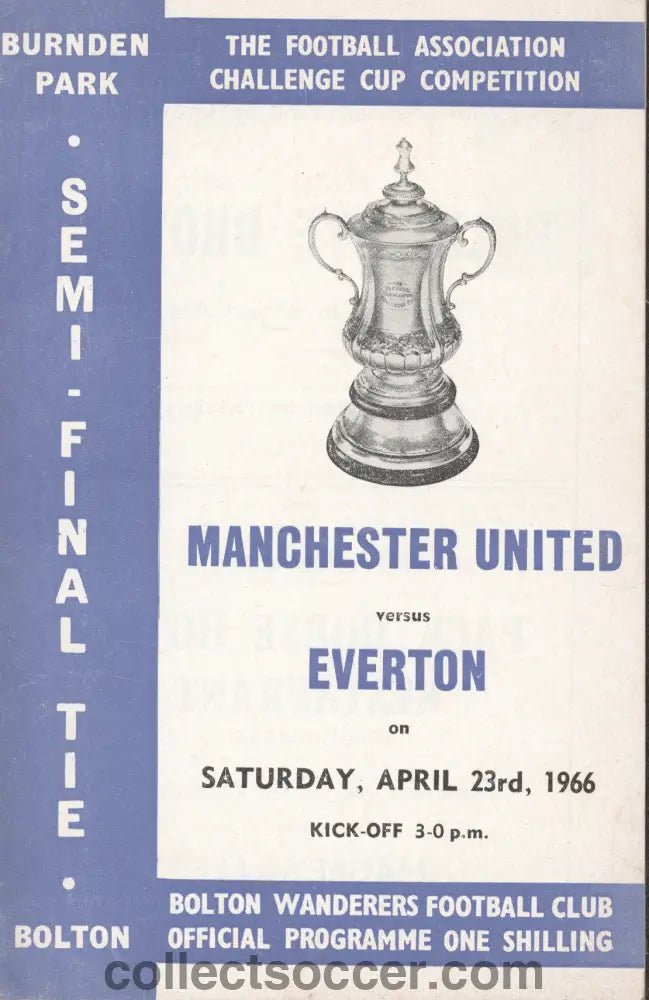 1966 - Manchester United v Everton official programme 23/04/1966 FA Cup Semi - Final - Collect Soccer