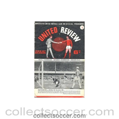 1966 - Manchester United v Sunderland official programme 26/11/1966 - Collect Soccer