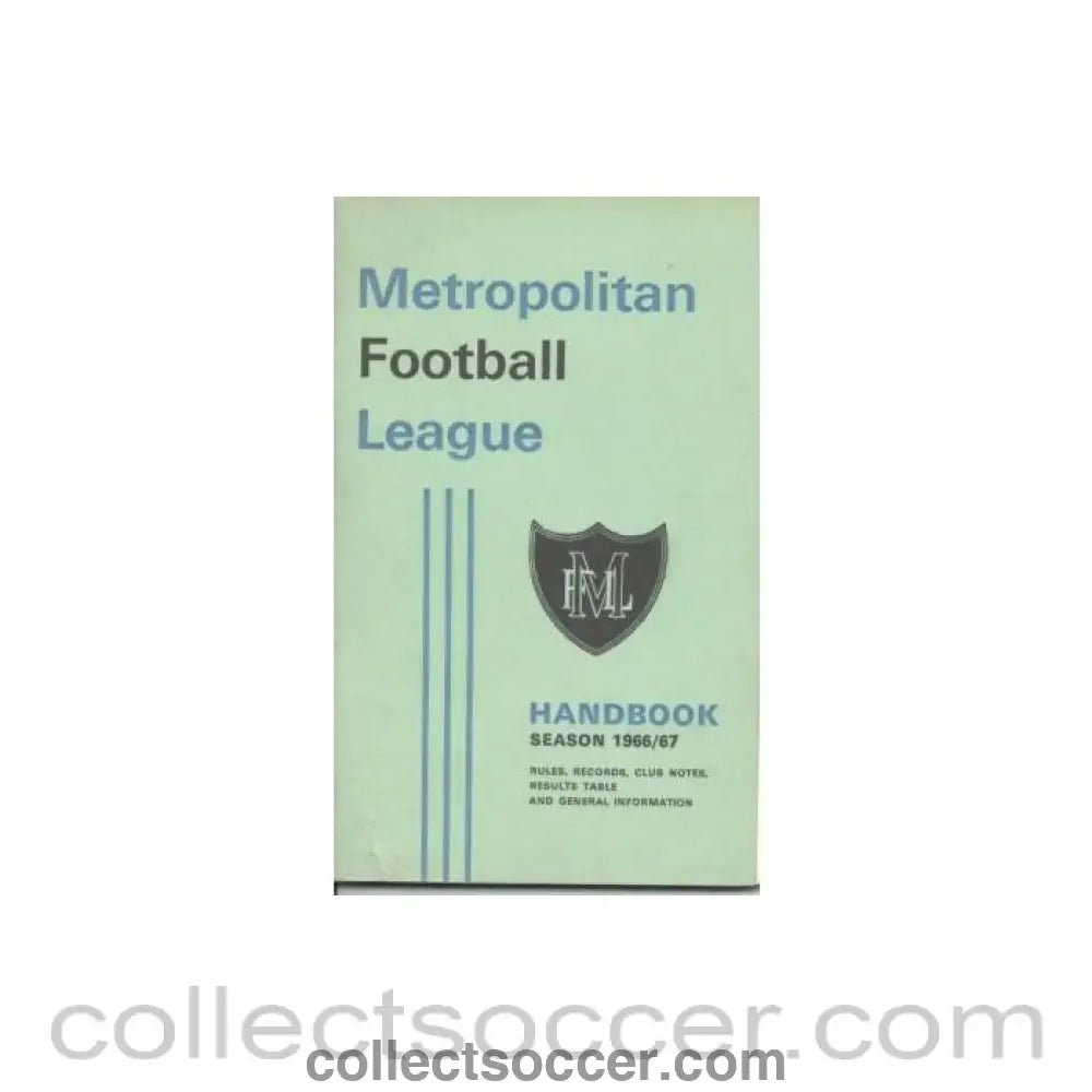 1966 - Metropolitan Football League Handbook 1966-1967 - Collect Soccer