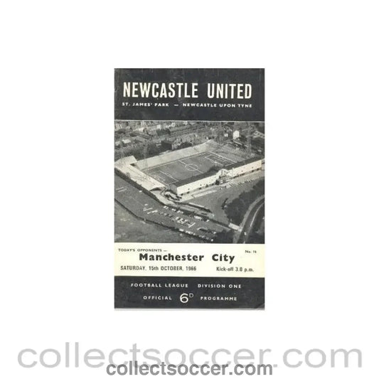 1966 - Newcastle United v Manchester City official programme 15/10/1966 Football League - Collect Soccer