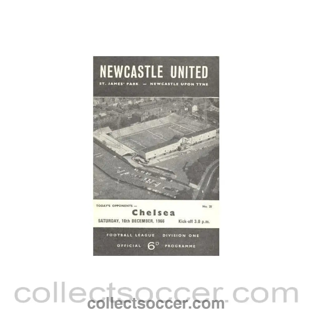 1966 - Newcastle vChelsea official programme 10/12/1966 - Collect Soccer