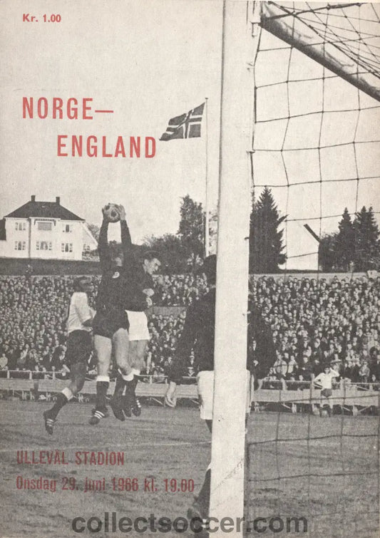 1966 Norway v England Official Programme - Collect Soccer