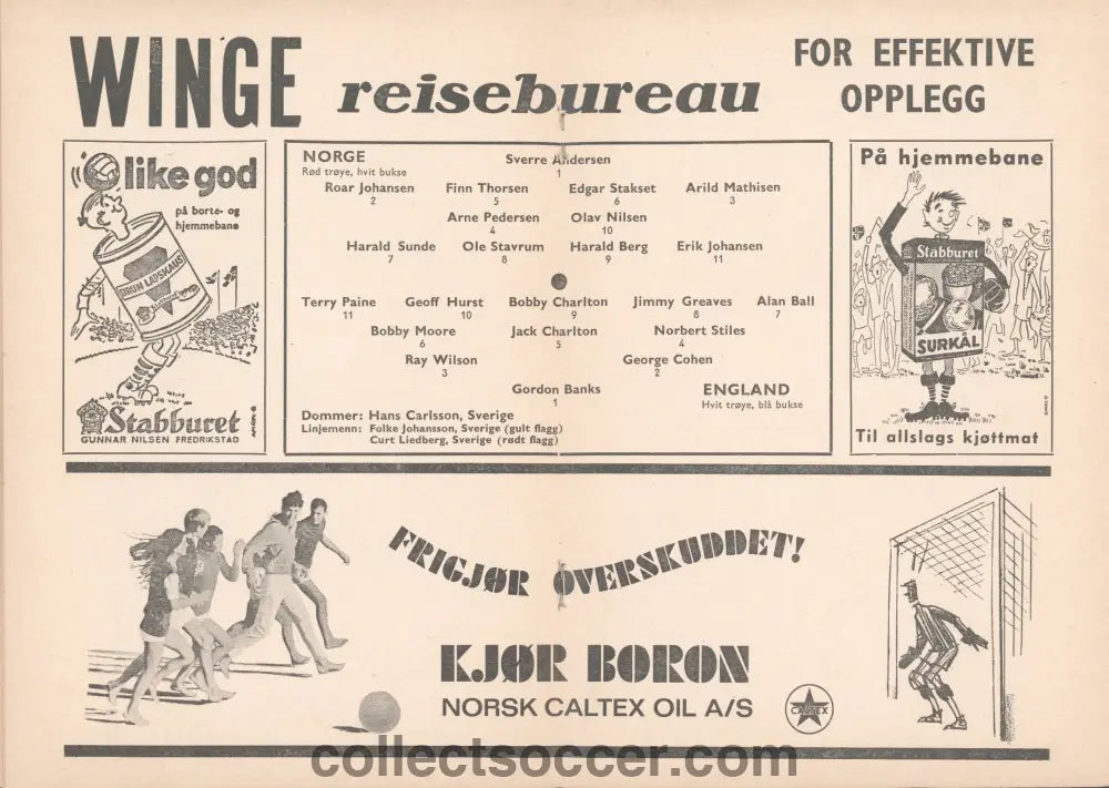 1966 Norway v England Official Programme