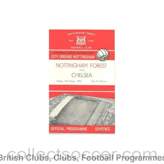 1966 - Nottingham Forest vChelsea official programme 30/08/1966