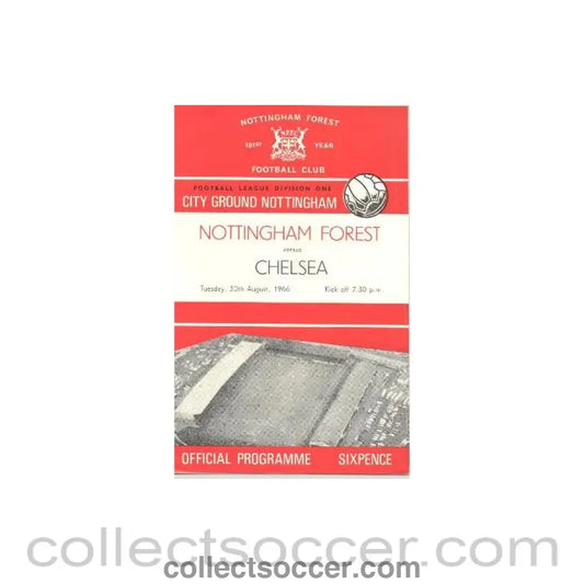 1966 - Nottingham Forest vChelsea official programme 30/08/1966 - Collect Soccer