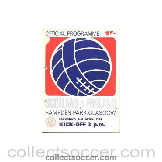 1966 Scotland v England official programme 02/04/1966 - Collect Soccer