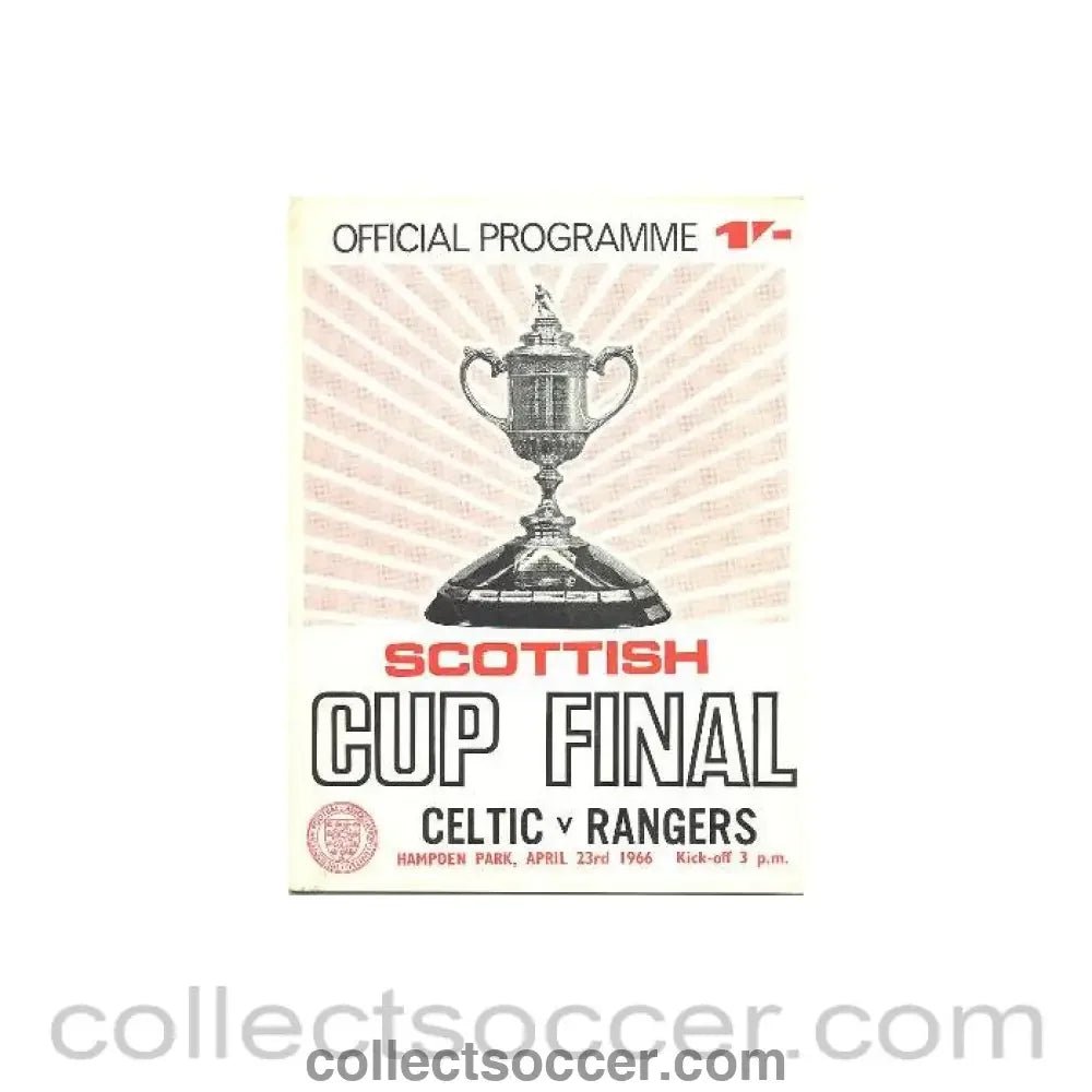 1966 Scottish Cup Final Celtic v Glasgow Rangers official programme pink version - Collect Soccer