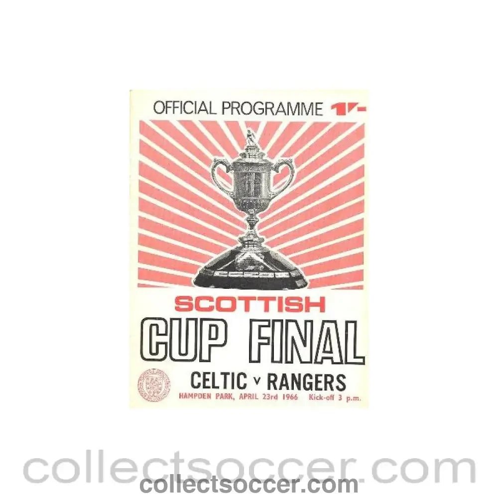 1966 Scottish Cup Final Celtic v Glasgow Rangers official programme red version - Collect Soccer