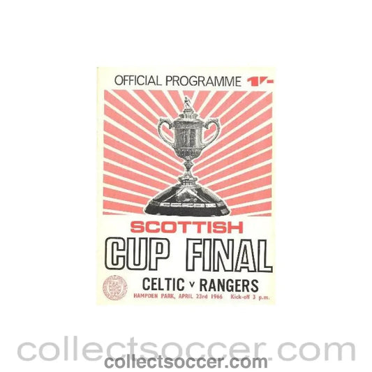 1966 Scottish Cup Final Celtic v Glasgow Rangers official programme red version
