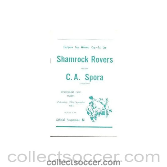 1966 - Shamrock Rovers v Spora official programme 28/09/1966 - Collect Soccer