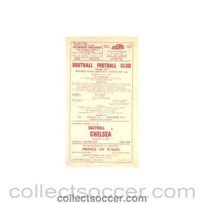 1966 - Southall vChelsea official programme 13/08/1966 - Collect Soccer