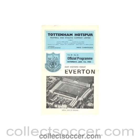 1966 - Tottenham Hotspur v Everton official programme 01/01/1966 Football League - Collect Soccer