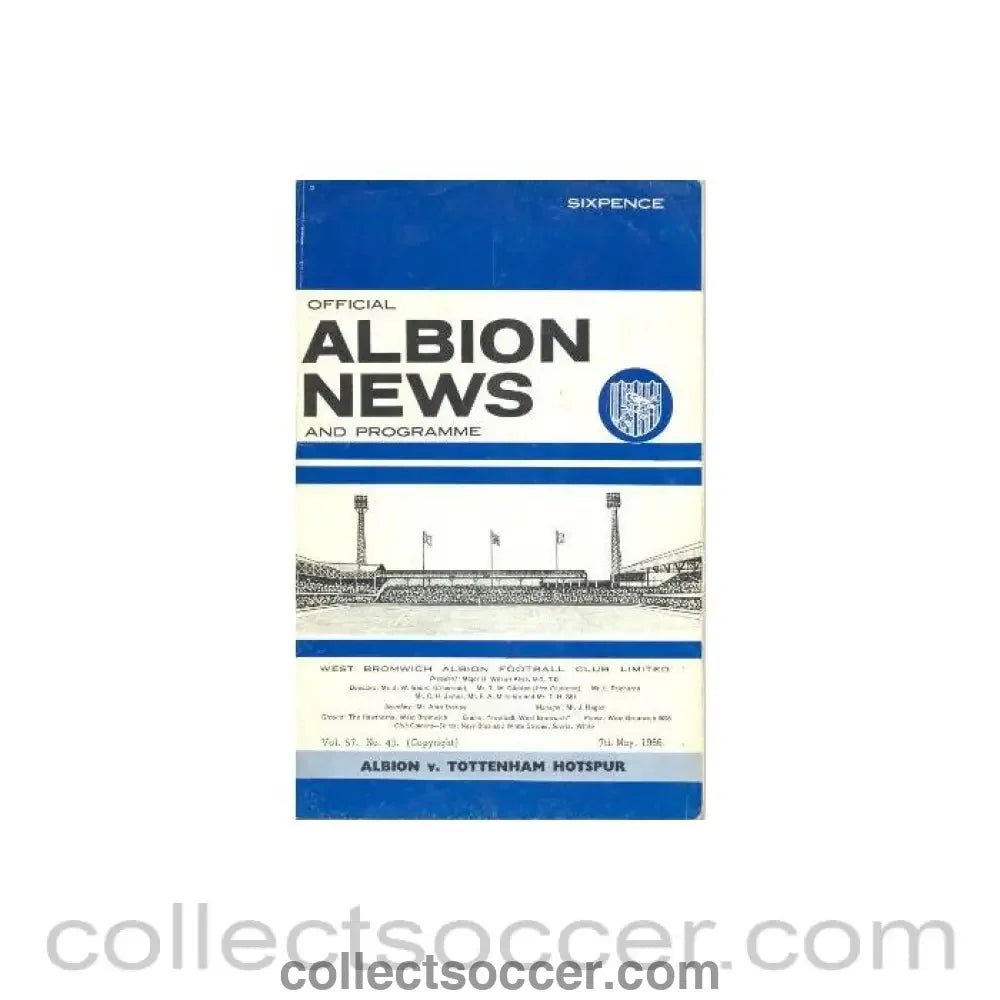 1966 - West Bromwich Albion v Tottenham Hotspur official programme 07/05/1966 - Collect Soccer