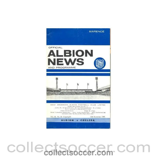 1966 - West Bromwich Albion vChelsea official programme 12/11/1966