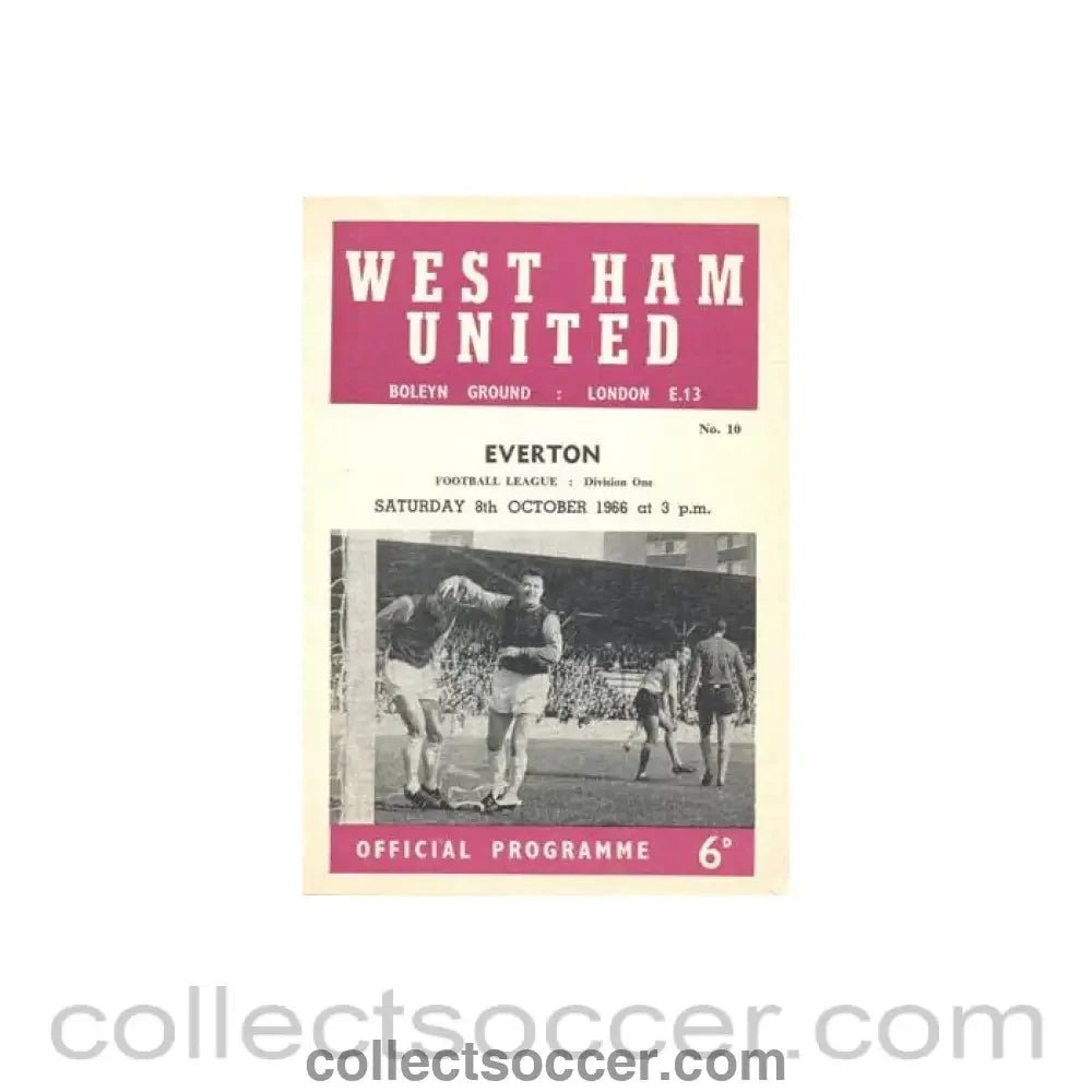 1966 - West Ham United v Everton official programme 08/10/1966 Football League - Collect Soccer
