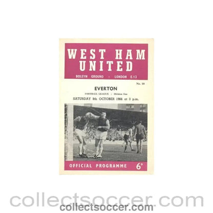 1966 - West Ham United v Everton official programme 08/10/1966 Football League - Collect Soccer