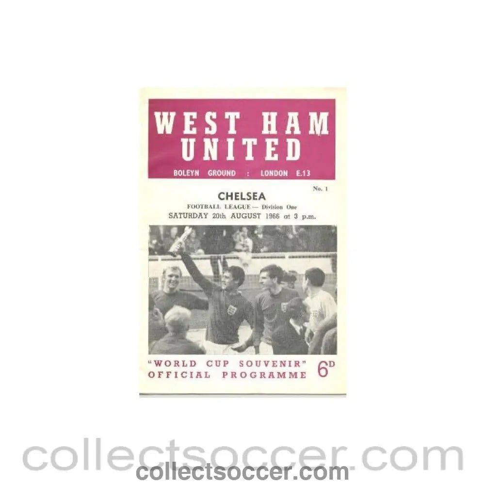 1966 - West Ham United vChelsea official programme 20/08/1966 - Collect Soccer