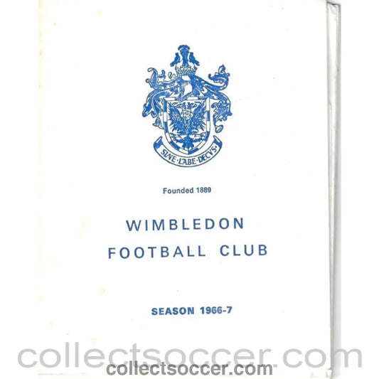 1966 - Wimbledon v Corby Town 17/12/1966 Programme - Collect Soccer