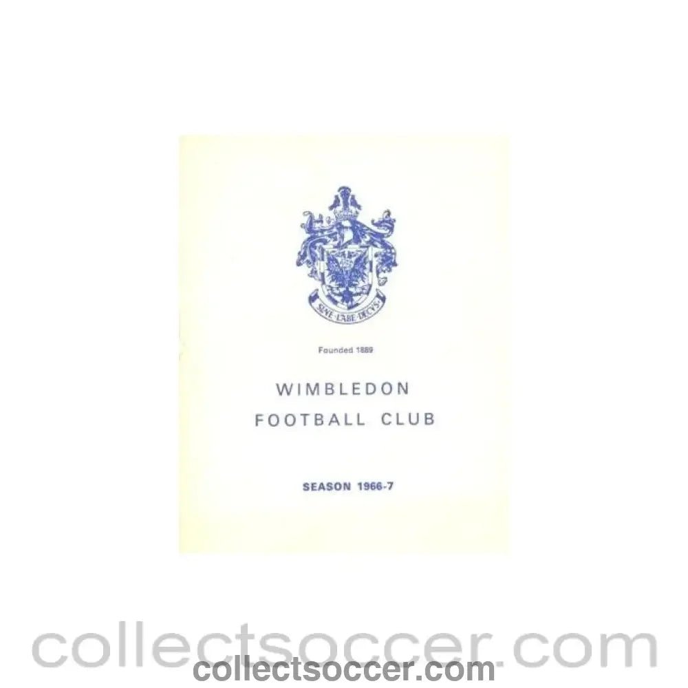 1966 - Wimbledon v Wellington Town official programme 01/10/1966 - Collect Soccer