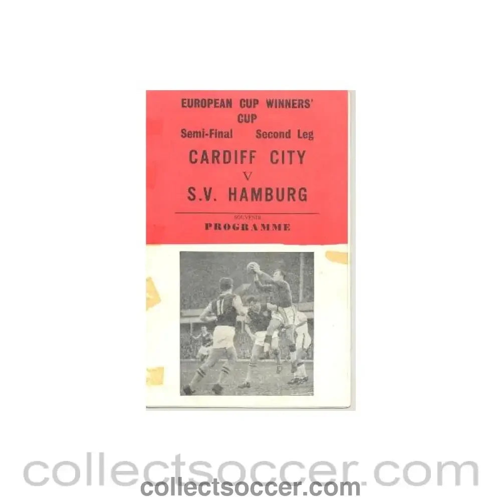 1967 - 1968 European Cup Winners Cup Semi-Final Cardiff City v Hamburg Pirate programme
