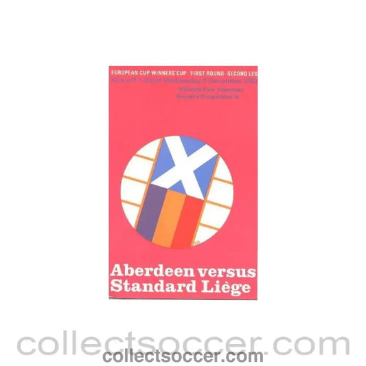 1967 - Aberdeen v Standard Liege, Belgium official programme 06/12/1967 - Collect Soccer