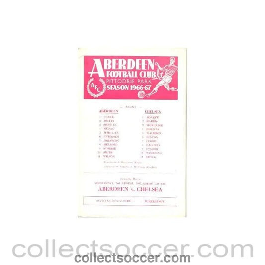 1967 - Aberdeen vChelsea official programme 02/08/1967