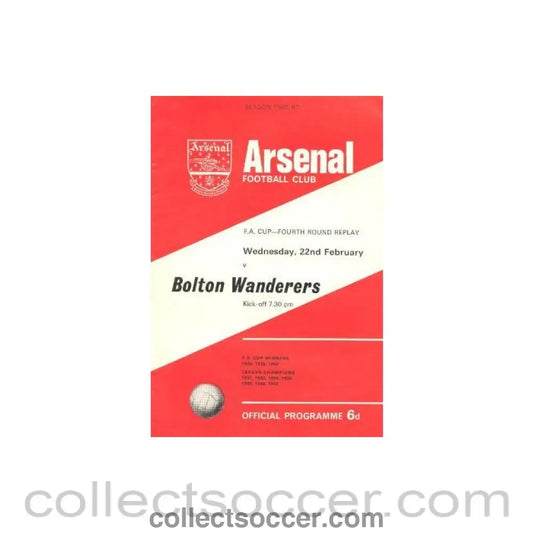 1967 - Arsenal v Bolton Wanderers official programme 22/02/1967