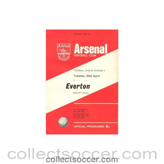 1967 - Arsenal v Everton official programme 25/04/1967