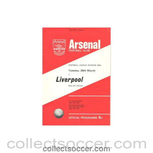 1967 - Arsenal v Liverpool official programme 28/03/1967