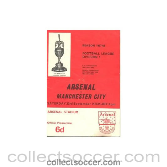 1967 - Arsenal v Manchester City official programme 23/09/1967